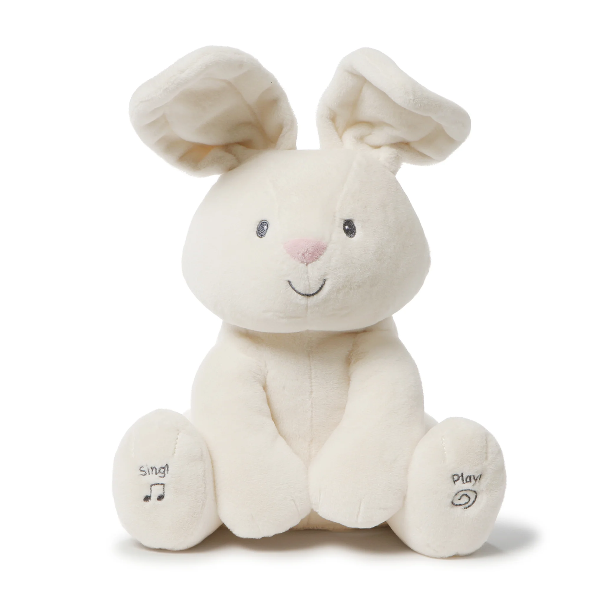 Bebe 9 luni+ - Jucarie Din Plus Iepuras Cucu Bau, Alb, 30 cm