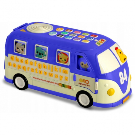 Carucioare si articole transport copii si bebelusi - Jucarie educativa in forma de autobus cu sunete si cuburi Ricokids RK-741 - Albastru