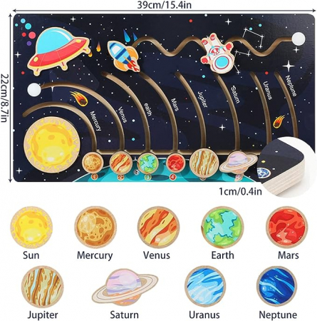 Jucarie educativa, Placa sistem solar lemn Montessori [1]