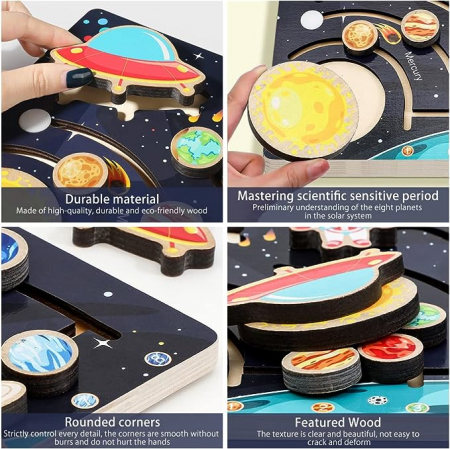 Jucarie educativa, Placa sistem solar lemn Montessori [4]