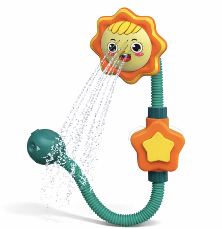 Pentru Bebe - Jucarie Interactiva pentru Baie si Dus Tip Floare, cu Jet de Apa Automat, Furtun Flexibil si Ventuze, Albastru