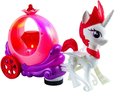 Jucarii copii si bebe - Jucarie Interactiva Unicorn cu Caleasca si Deplasare Automata, cu Lumini si Melodii
