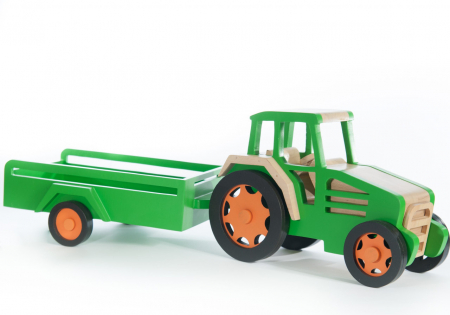 Copii 3 ani+ - Jucarii Montessori Tractor cu remorca, Marc toys