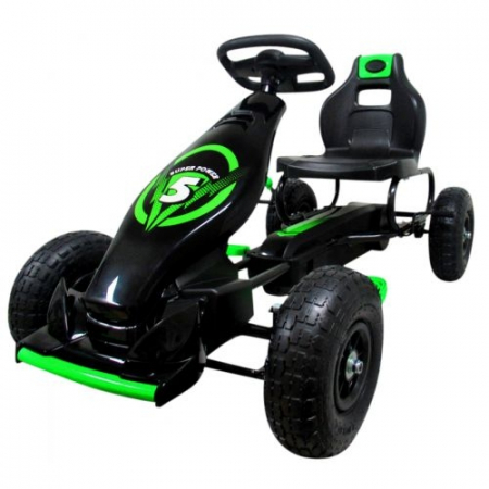 Kart copii - Kart cu pedale Gokart, 4-10 ani, roti gonflabile, G8 R-Sport - Verde