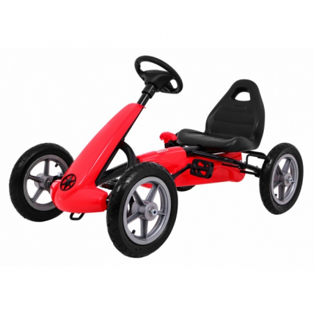 Jucarii de exterior - Kart cu pedale si roti gonflabile, varsta 3 ani+, 113x60x65 cm, Gokart STAR - Rosu