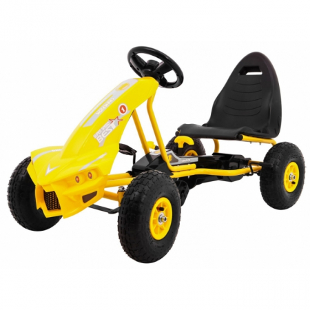 Jucarii de exterior - Kart cu pedale si roti gonflabile, varsta 3 ani+, 114x59x63 cm, Gokart CHAMPION - Galben