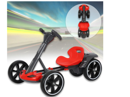 Kart copii - Kart Electric Pliabil pentru Copii cu Acumulator 6V si Scaun Reglabil, Vehicul cu Roti EVA si Lumini LED, ROSU