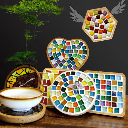 Copii 3 ani+ - Kit DIY Suport din Bambus cu Piese de Mozaic