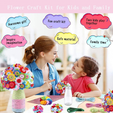 Kit DIY Vaza Decorativa cu Flori si Nasturi [4]