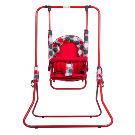 Camera copilului - Leagan pentru copii, AppeKids, cu spatar reglabil si bara detasabila, Red Dots