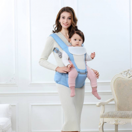 Marsupiu bebe - Marsupiu ergonomic multifunctional cu scaunel de sustinere, albastru
