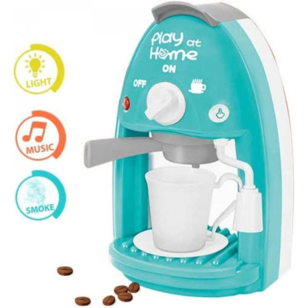 Electrocasnice de jucarie - Masina de Cafea de Jucarie pentru Copii, Turcoaz, cu Lumini, Muzica si Efect de Abur
