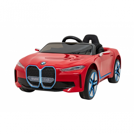 Jucarii de exterior - Masinuta electrica cu telecomanda BMW I4, roti EVA, scaun tapitat, 116x79x45 cm, putere 50W - Rosu