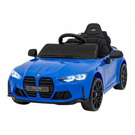 Jucarii de exterior - Masinuta electrica cu telecomanda BMW M4, roti EVA, scaun tapitat, 112x71x46 cm, putere 70W - Albastru