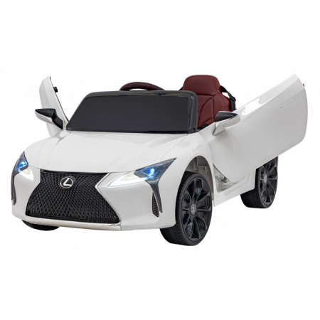 Jucarii de exterior - Masinuta electrica cu telecomanda LEXUS LC500, roti EVA, scaun tapitat, 108x60x43 cm, putere 70W - Alb