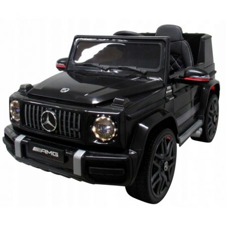 Jucarii de exterior - Masinuta electrica cu telecomanda, roti EVA, scaun piele Mercedes G63 - Negru