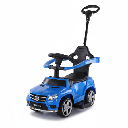 Copii 4 ani+ - Masinuta Electrica pentru Copii 4 in 1 pentru Copii, cu Maner Parental, Muzica, Lumini, Bara de Protectie si Suport pentru Picioare, ALBASTRU