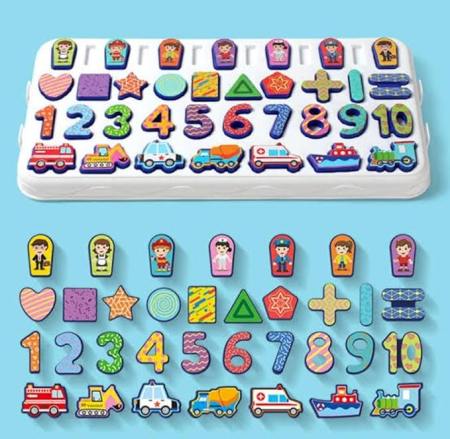 Masuta de activitati Montessori, 5 in 1, Pescuit, Sortare, Matematica, Puzzle Incastru [3]