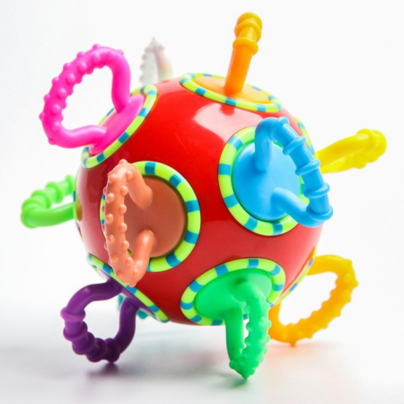 Bebe 9 luni+ - Minge senzoriala pentru bebelusi, cu manere, multicolor.