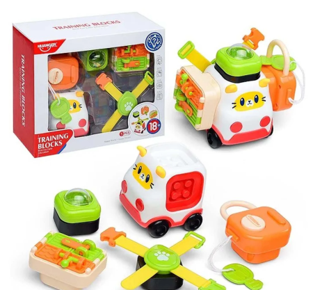 Jucarii copii si bebe - Mini Jucarie Montessori Interactiva in Forma de Masinuta, Activitati Senzoriale