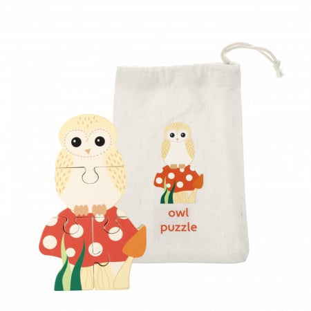 Copii 3 ani+ - Mini puzzle din lemn bufnita 3D, Orange Tree Toys