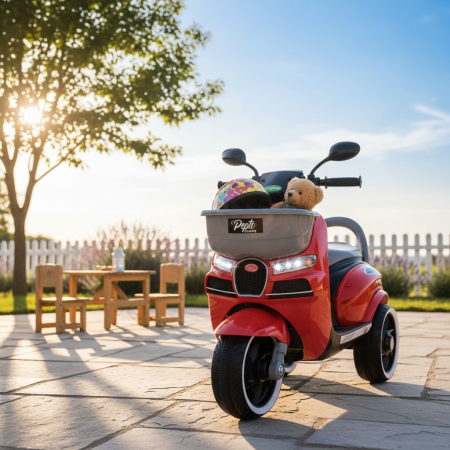 Masinute si vehicule pentru copii - Motocicleta Electrica pentru Copii 6V, cu Lumini, Muzica, Spatiu de Depozitare si Claxon