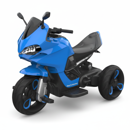 Motocicleta Electrica pentru Copii cu 3 Roti si Acumulator 6V, Model Sport, Jucarie Exterior si Interior, ALBASTRU [1]