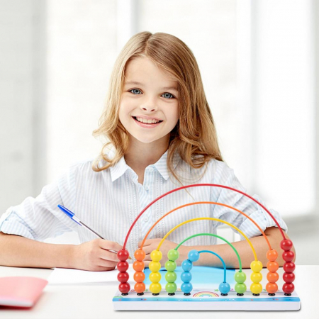 Reduceri - Idei de cadouri! - Abac din Lemn Semicerc Montessori Rainbow