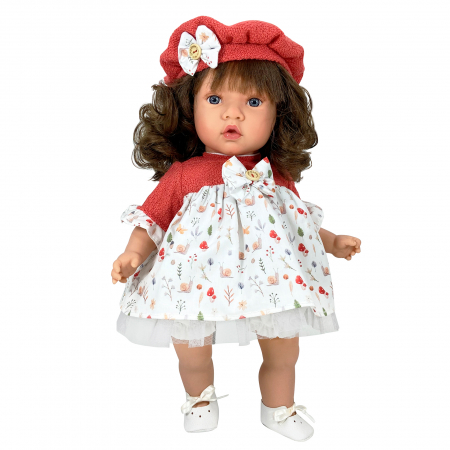 Reduceri - Idei de cadouri! - Papusa artizanala cu miros de vanilie si sunete – Susette bruneta Paris (45 cm)