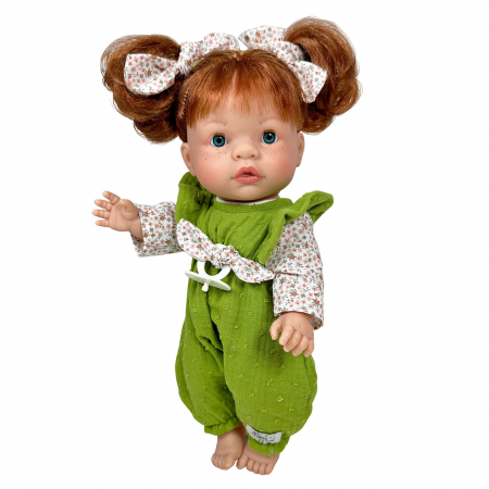 Jucarii copii si bebe - Papusa Nines D'Onil, Joy, cu parul roscat, cu salopeta verde, cu miros de vanilie 37 cm