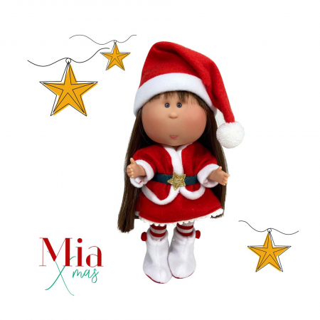 Jucarii copii si bebe - Papusa Nines D'Onil, Mia Craciun, cu parul saten, cu miros de vanilie, 30 cm