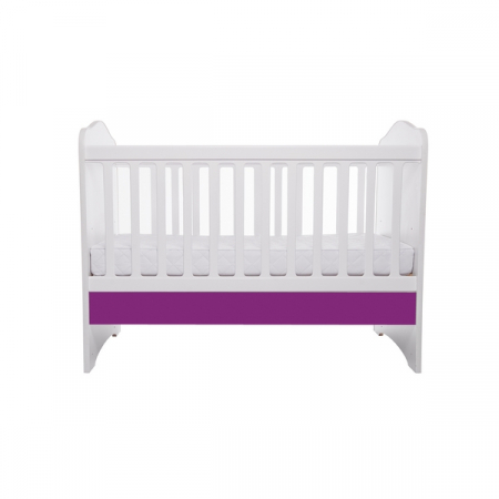 Camera copilului - Patut VESSANTI Como fara sertar - Alb cu Violet + Saltea cocos confort 120 x 60 x 12 cm
