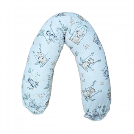 Pentru Bebe - Perna pentru gravida, Fibre din silicon, 180 cm, Appekids - Safari