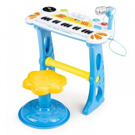 Jucarii copii si bebe - Pian cu microfon Ecotoys HC490441 – Albastru