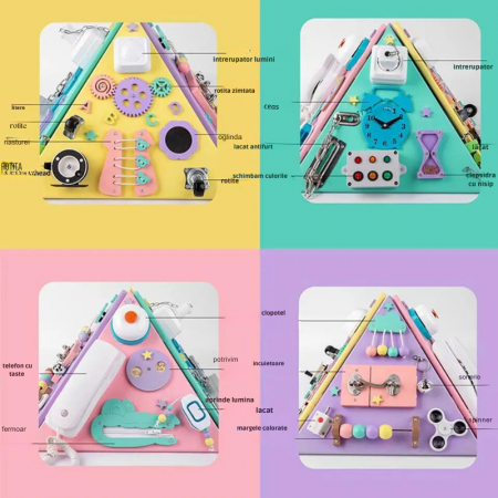 Piramida 2 in 1, Montessori, Busy Board cu 25 de activitati [4]