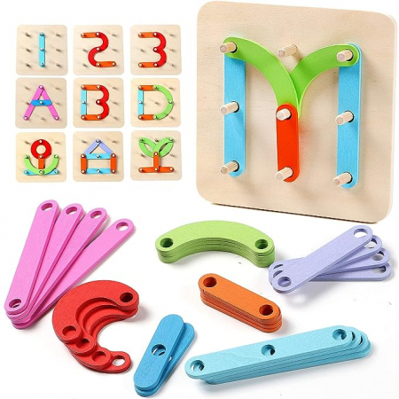 Copii 3 ani+ - Placa din lemn Geoboard Montessori