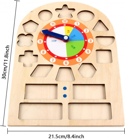 Placă Montessori din Lemn cu Ceas, Litere, Cifre și Forme Geometrice [2]