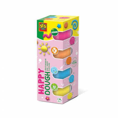 Articole pentru scoala si gradinita - Plastilina colorata vegana pentru copii SES Happy 4 x 90 gr