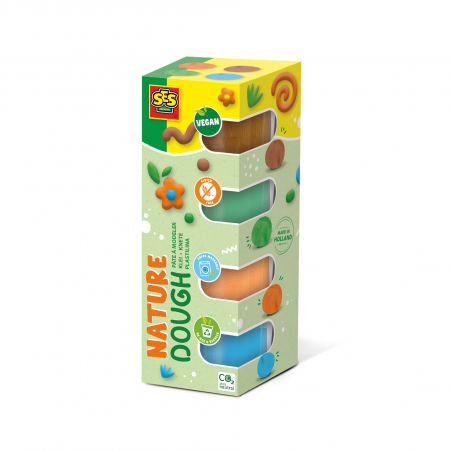 Jucarii fete - Plastilina colorata vegana pentru copii SES Nature 4 x 90 gr