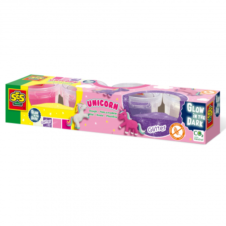 Jucarii fete - Plastilina fosforescenta cu sclipici Unicorn 4 x 90 gr