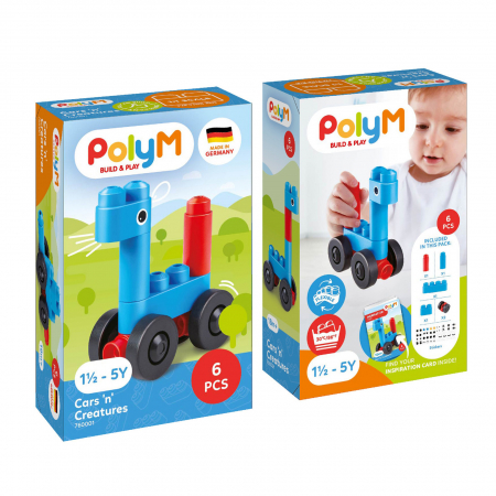 Bebe 9 luni+ - PolyM - Masini si creaturi de jucarie (8 piese)
