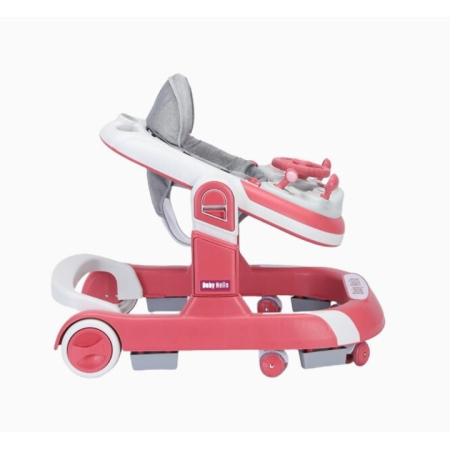 Premergator 3 in 1 cu Maner Parental, Volan si Sezut Reglabil, Pliabil, 6 Roti Silentioase, cu Maner de Impins, ROSU [2]