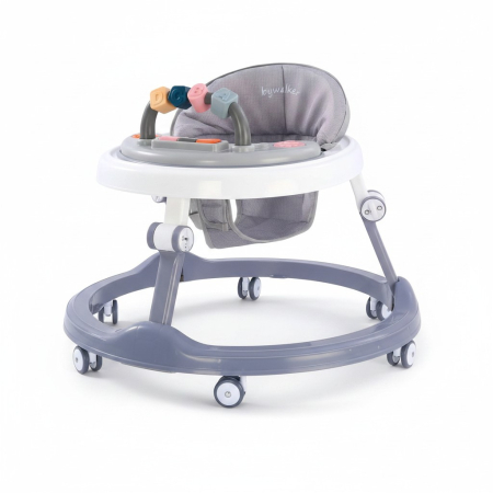 Premergatoare si antemergatoare bebe - Premergator Interactiv pentru Bebelus cu Panou de Jocuri, 6 Roti, Alb/Gri
