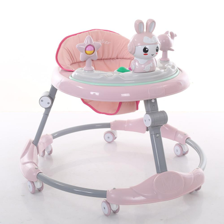 Premergator Multifunctional 3 in 1 pentru Bebelusi, Pliabil, cu Maner pentru Parinte, Muzica si Jucarii Interactive, Model Iepure, ROZ [2]
