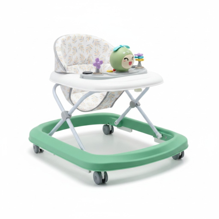 Carucioare si articole transport copii si bebelusi - Premergator Pliabil pentru Bebelusi, Panou Interactiv cu Jucarii, Scaun Confortabil din Material Textil, VERDE