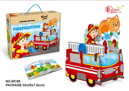 Copii 5 ani+ - Puzzle 3D pompieri cu carte ilustrata