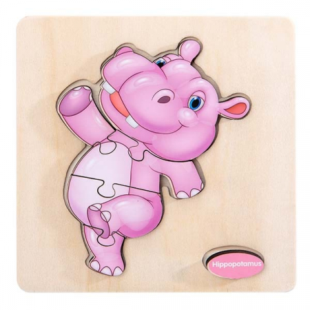 Jucarii din lemn - Puzzle din Lemn 3D Pentru Copii, Animalute Jucause