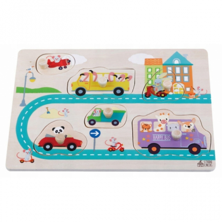 Jucarii copii si bebe - Puzzle din lemn cu 6 elemente Sun Baby 060 Street 