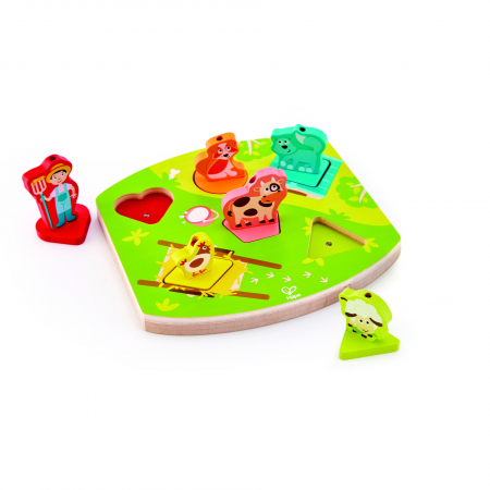 Jucarii din lemn educative - Puzzle din lemn cu sunete - Ferma
