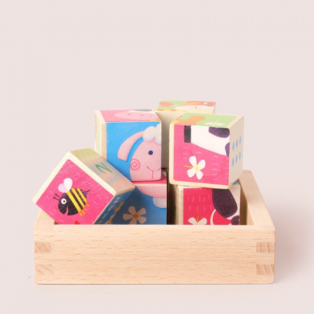 Puzzle din lemn Montessori cu 8 cuburi, diverse modele [6]